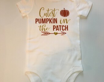 Cutest Pumpkin in the Patch Bodysuit, Cutest Pumpkin in the Patch, Baby Bodysuit, Baby Pumpkin Bodysuit, Fall Bodysuit for Baby, Girl, Boy