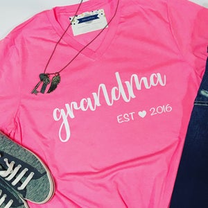 Grandma Est. 2018, Grandma Tshirt, Gma Shirt, Grandma Life, New Grandma, Young Grandma, Pink Tshirt, Mothers Day, Gift for Grandma