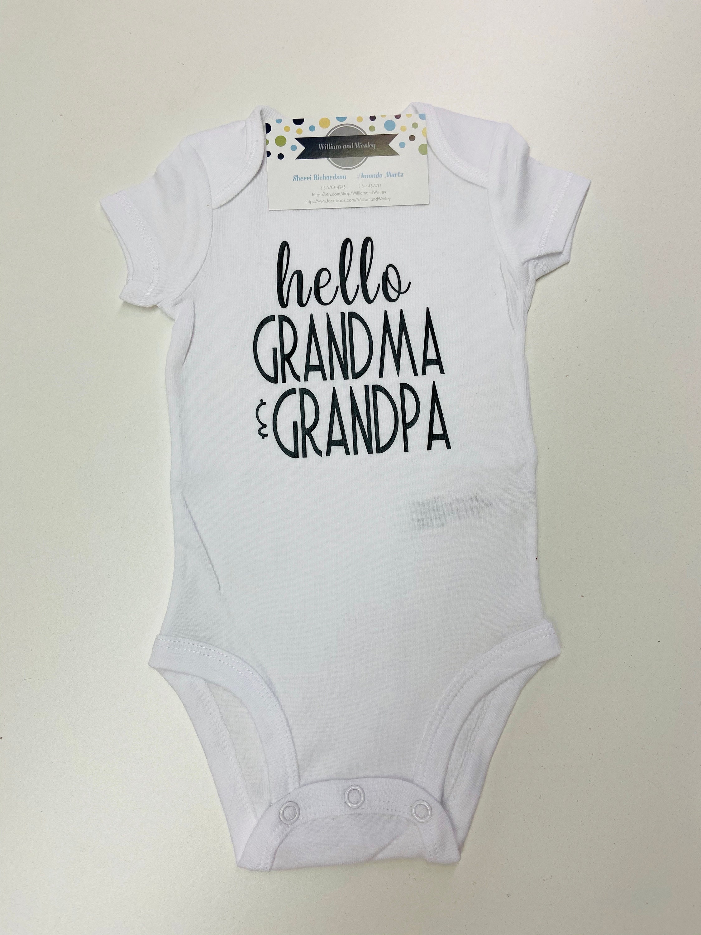 Download Hello Grandma and Grandpa New Baby Arrival Bodysuit Tell ...