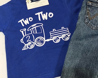 Zwei zwei Zug, zwei Jahre alt, 2 Jahre alt, 2. zweiten Geburtstag, Züge, Zug-Geburtstag, Geburtstag, Geburtstagskind, Choo Choo Zug, Partei-Shirt