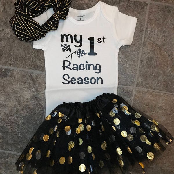 My 1st Racing Season, My First Racing Season, Checkered Flag Suit, Racing Bodysuit, Race Bodysuit, Racing, Baby Clothing, Infant Clothing
