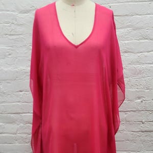 Pink Silk Chiffon Kaftan, perfect as a dress or cover-up!