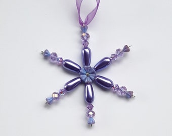 Glass Beaded Snowflake Ornament