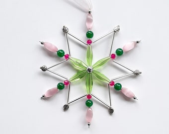 Glass Beaded Star/Snowflake Ornament