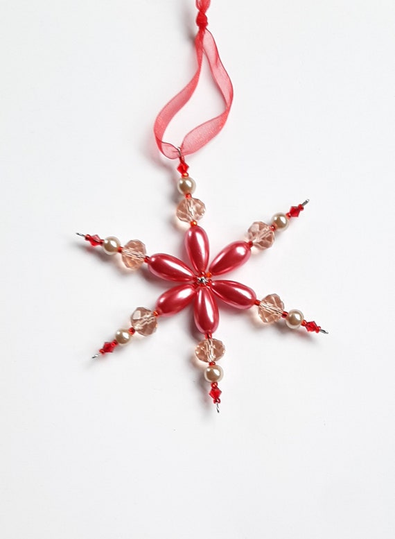 Glass Beaded Snowflake Ornament Etsy