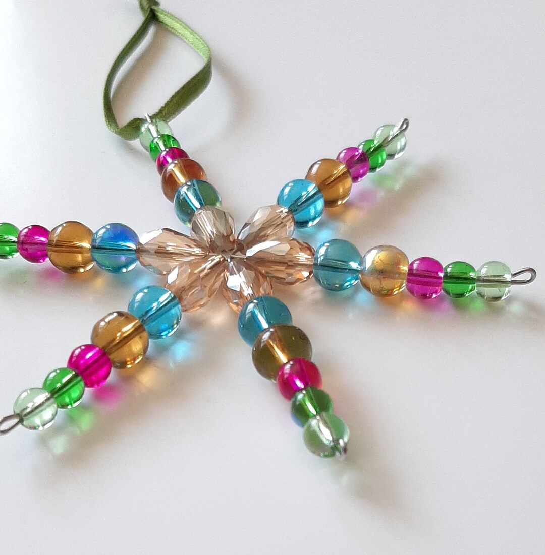 Glass Beaded Snowflake Ornament Etsy