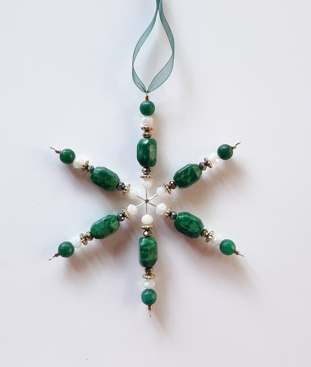 Glass Beaded Snowflake Ornament Etsy UK
