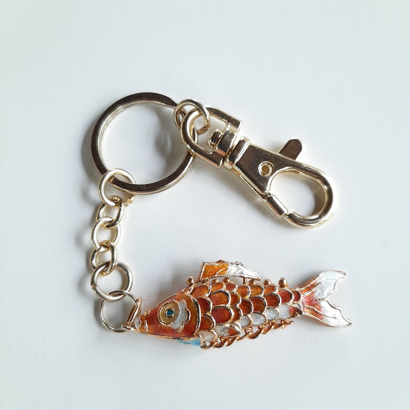 Swivel Lobster Clasp Keychain With Fish Charm Etsy
