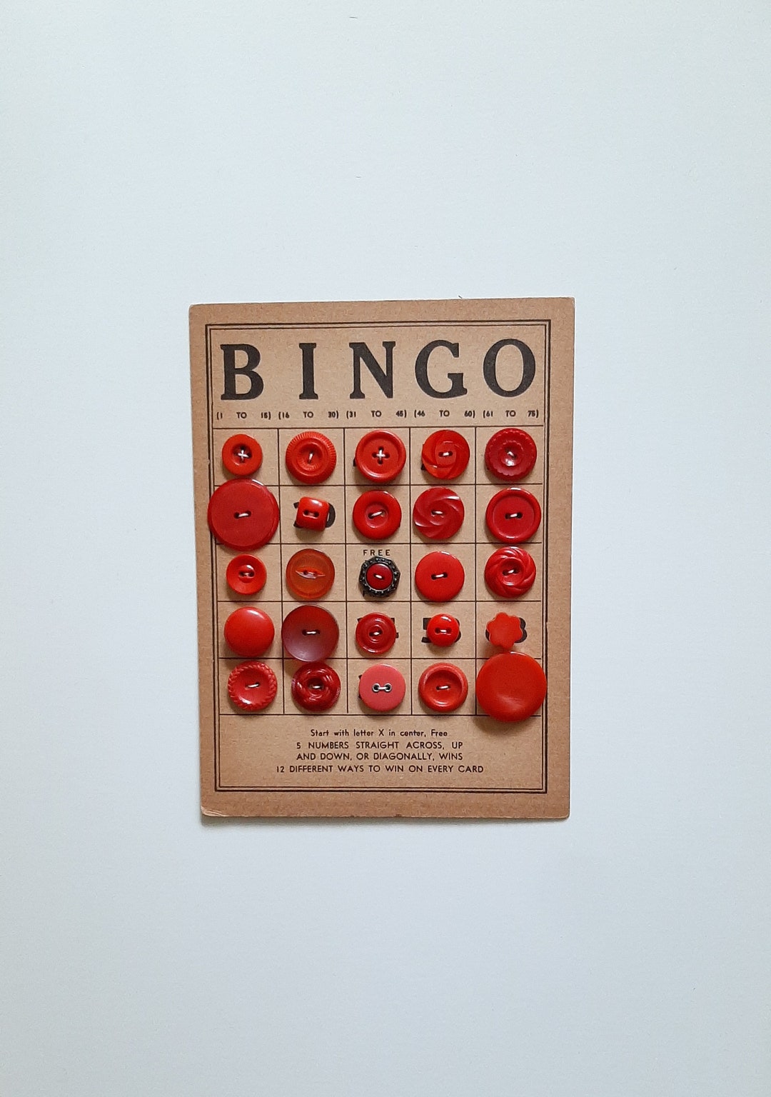 Vintage Buttons on a Vintage Bingo Card Etsy