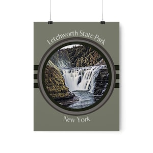 Letchworth State Park Print | State Park Print | New York | Waterfall | Retro Print | Multiple Sizes |