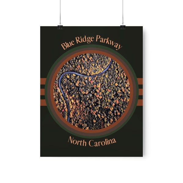 Blue Ridge Parkway Print | Scenic Drive Print | North Carolina | Retro Print | Multiple Sizes |