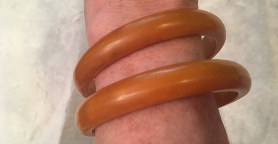 Bakelite Bangle Bracelets, Two Vintage Honey  Bak… - image 1