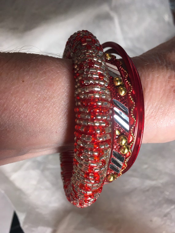 Bangles, Bollywood Red Bangle Bracelets And Ring - image 1