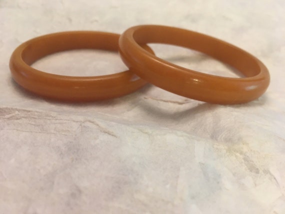 Bakelite Bangle Bracelets, Two Vintage Honey  Bak… - image 3