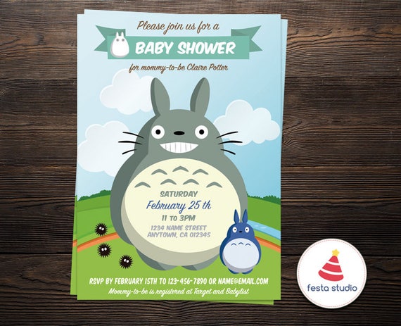 totoro baby shower invitations