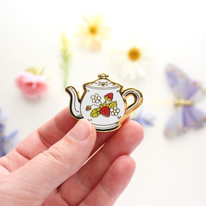 Strawberry Teapot Enamel Pin