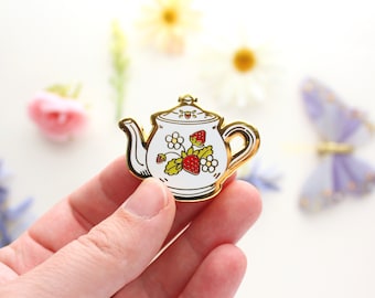 Strawberry Teapot Enamel Pin