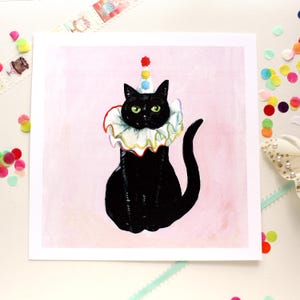 黒猫バースデーボーイピエロプリント