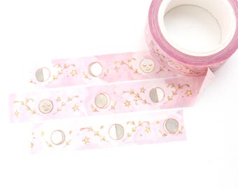 Purple Watercolor Moon Phases Washi Tape