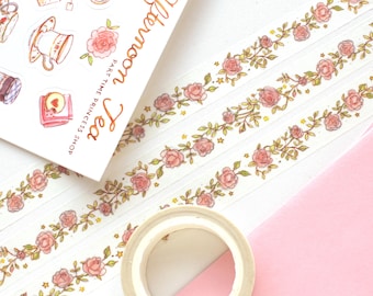 Cinta washi de enredadera de rosas