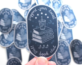 Support Your Local Spicy Book Club Metallic Navy Vinyl Sticker