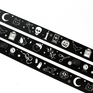 Halloween Witch Spooky Shapes Black and White Washi Tape