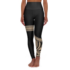 Polynesian Hawaiian Yoga Leggings, SUP Leggings, High Waisted Leggings, Workout Leggings, Active Wear, Island Inspired Leggings, Tropical
