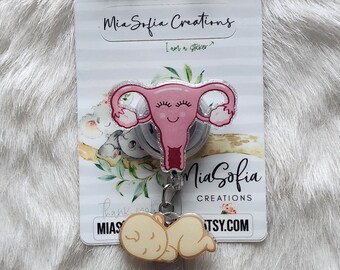 Uterus Badge Reel, Labor and Delivery Badge Reel, Gynecologist Badge Reel, Nurse Badge Reel