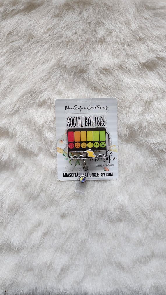 Social Battery Badge Reel, Funny Badge Reel, Cute Badge Reel, Punny Badge Reel, Nurse Badge Reel, Custom Badge Reel