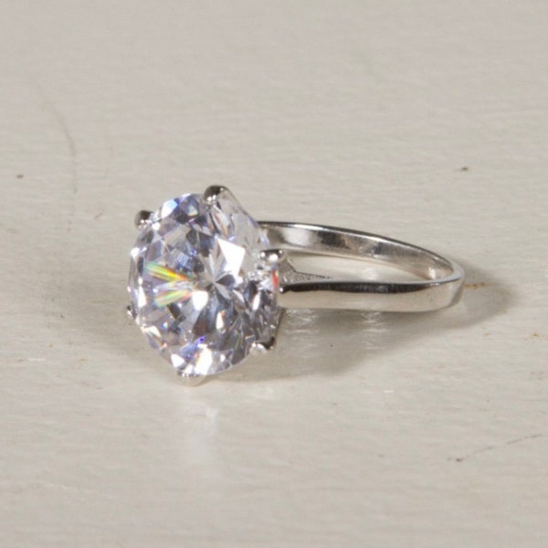 Engagement Ring • Sterling Silver and 4.91 CTW Round Cubic Zirconia Solitaire Engagement Ring Stamped .925