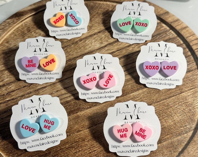 Candy Conversation Heart Studs