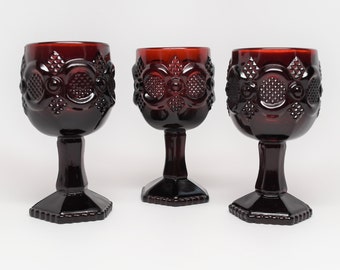 AVON RUBY RED Small Cape Cod Wine Glass - Three