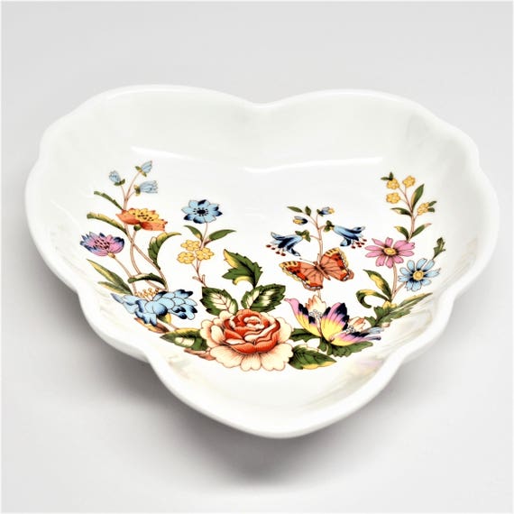 Aynsley Cottage Garden Scalloped Heart Dish Made In England Etsy