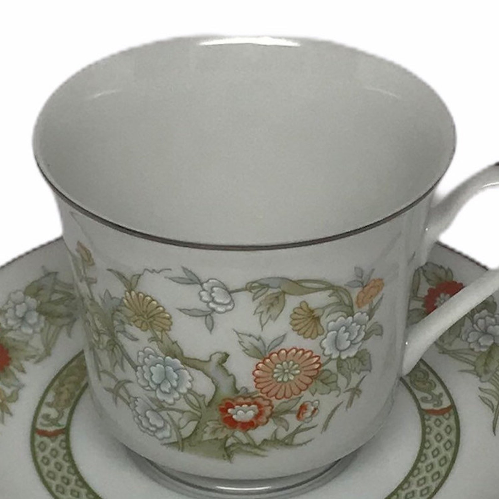 Set of 4 MIKASA FINE CHINA Cup and Saucer Mikasa Kabuki Cup Etsy