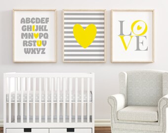 Decoración de la guardería conjunto de 3 arte de pared imprimible, decoración del hogar, dormitorio de los niños, guardería, descargar, imprimir, marco