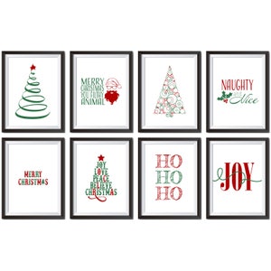 Christmas Decor, Christmas Printables, Set of 8, Wall Art, Winter Decor ...