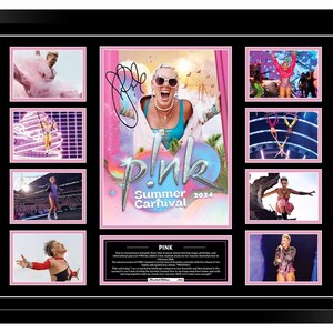 Pink Alecia Beth Moore Summer Carnival 2024 Australia Tour Signed Limited Edition Memorabilia Frame afbeelding 2