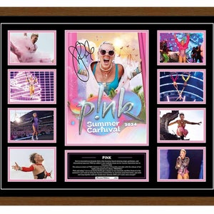 Pink Alecia Beth Moore Summer Carnival 2024 Australia Tour Signed Limited Edition Memorabilia Frame afbeelding 4