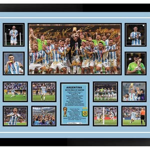 Argentinien mit Lionel Messi 2022 World Cup Winners signierte gerahmte Erinnerungsstücke