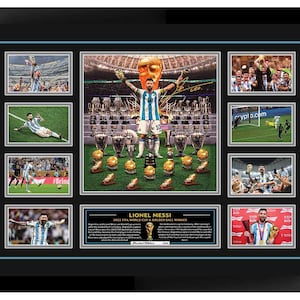 Lionel Messi 2022 FIFA World Cup and Golden Ball Winner Signed Framed Memorabilia