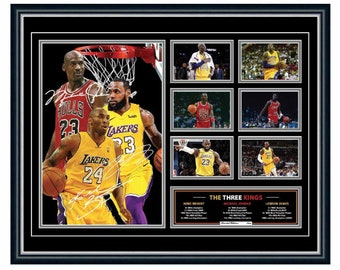 The Three Kings Michael Jordan Kobe Bryant Lebron James Signed Limited Edition Memorabilia Frame