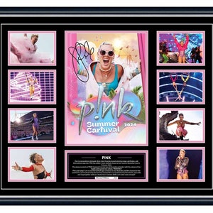 Pink Alecia Beth Moore Summer Carnival 2024 Australia Tour Signed Limited Edition Memorabilia Frame afbeelding 3