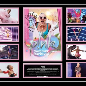 Pink Alecia Beth Moore Summer Carnival 2024 Australia Tour Signed Limited Edition Memorabilia Frame afbeelding 5