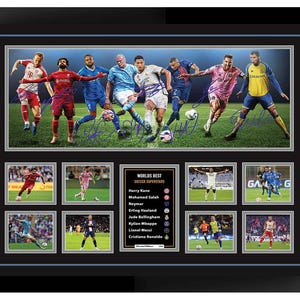 Die Superstars des Weltfussballs Ronaldo Messi Mbappe Neymar signierten gerahmten Erinnerungsstücken