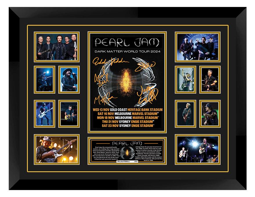 Pearl Jam Dark Matter World Tour Australia 2024 Signed Framed Memorabilia