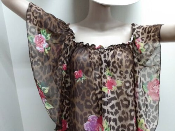 COLORFUL ANIMAL SEETHROUGH Vintage 80s  Chiffon F… - image 8