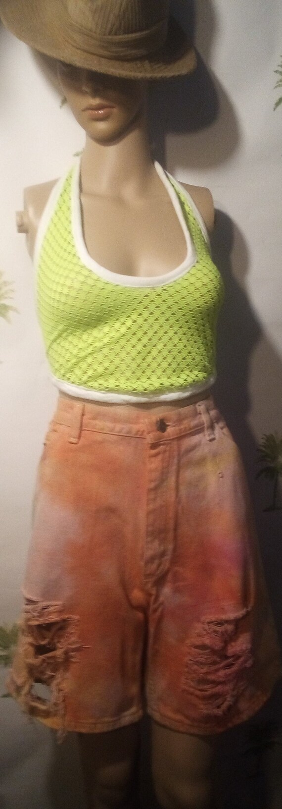 Vintage multicolorv shorts, high waisted shorts, t