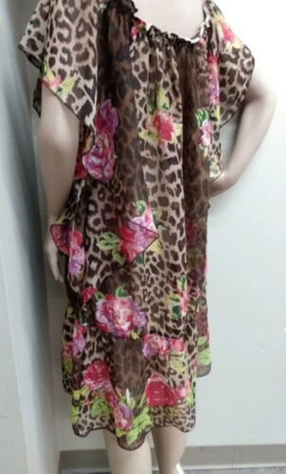 COLORFUL ANIMAL SEETHROUGH Vintage 80s  Chiffon F… - image 10