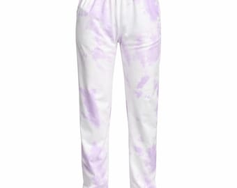 Lavender Tie Dye Joggers, Women’s Lounge Pants, Pastel Sweatpants, Tie Dye Lounge Wear, Casual Jogger Pants