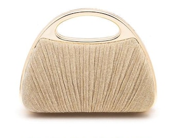 Top Handle Lurex Pleated Box Clutch Bag